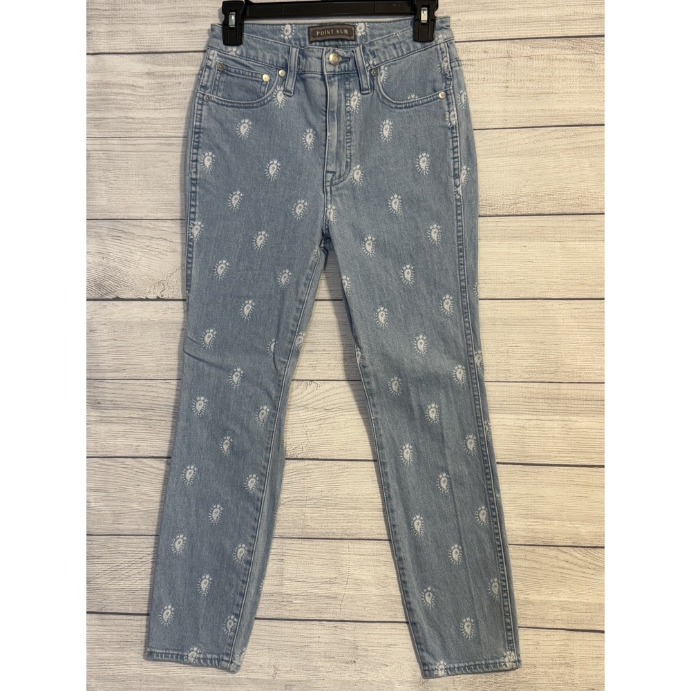 Point Sur J.Crew Hightower Straight Jeans Medium Wash Print Women's Size 25